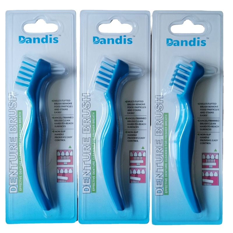 Cepillo de dientes en forma de T para dentadura, limpiador de dientes postizos de doble cabezal, Color azul y blanco, para hombre y mujer, novedad