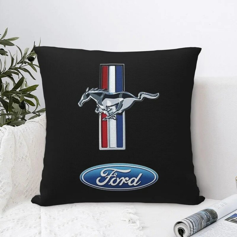 Funda de almohada cuadrada Ford Mustang, cubierta de cojín de poliéster con cremallera decorativa, cómoda, para el hogar y el dormitorio