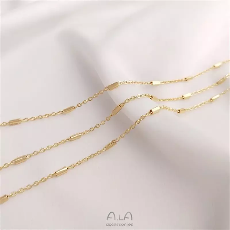 14K Gold Plated Seper bead chain Hand loose chain flat O long chain DIY