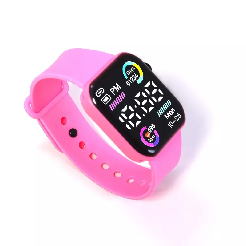 Jam tangan elektronik anak pintar simulasi jam tangan olahraga persegi Digital layar besar LED jam tangan anak untuk hadiah anak laki-laki perempuan