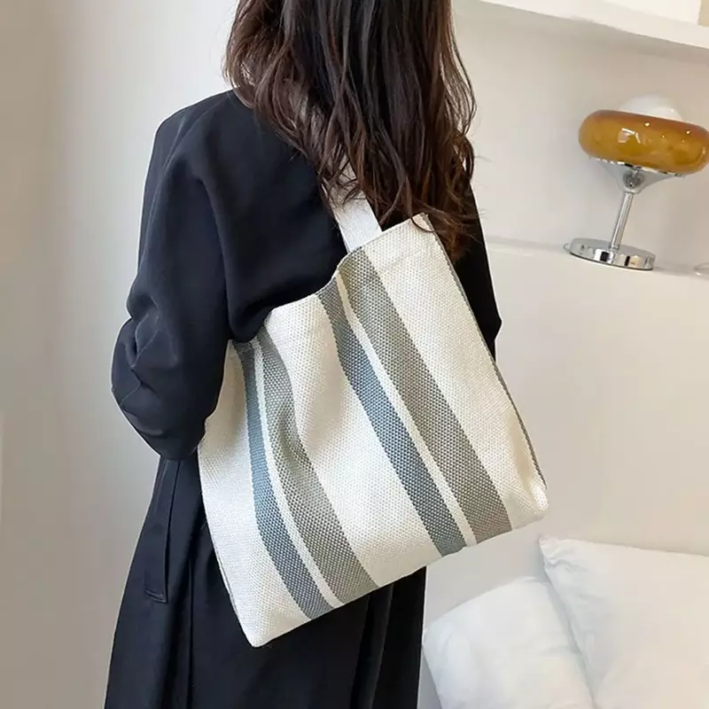 XXXXX semplice borsa retrò piccole borse di tela a righe fresche per le donne Casual Art borsa a tracolla di grande capacità femminile