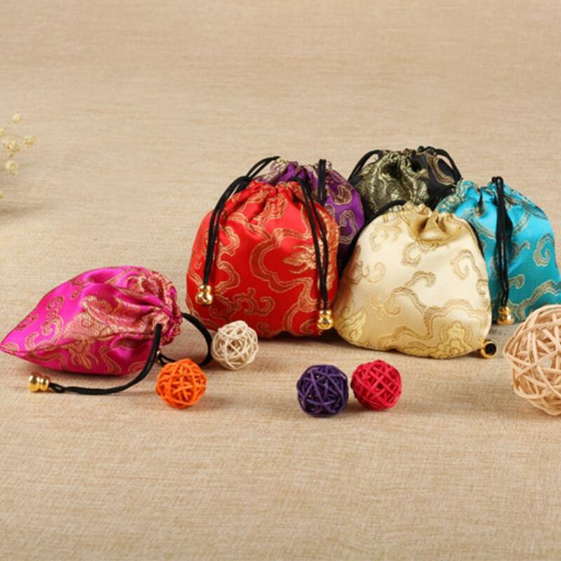 Storage Embroidery Cloud Pattern Sachet Lucky Bag Beads Drawstring Jewelry Pouch