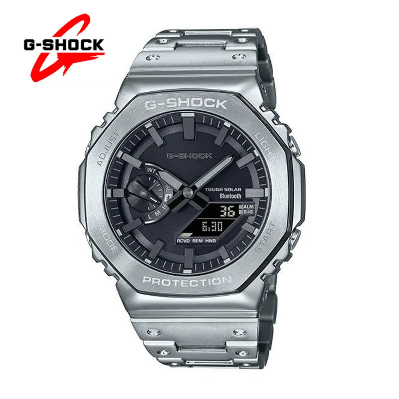 Мужские кварцевые часы G-SHOCK, повседневные Модные многофункциональные противоударные часы из нержавеющей стали с двойным дисплеем