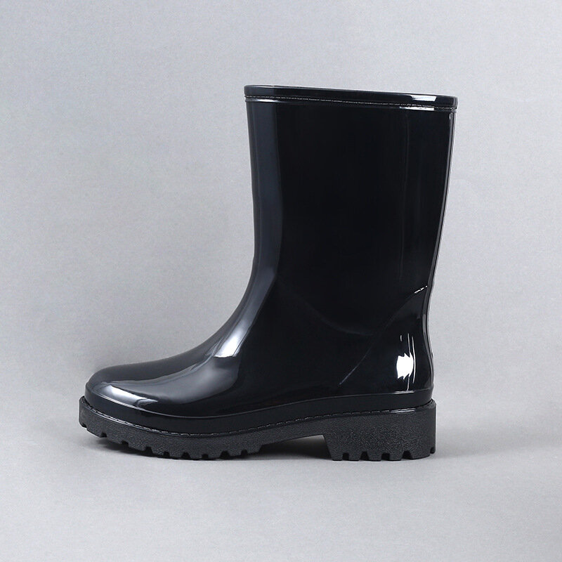 2023 Women Fashion Mid-calf PVC Rainboots Waterproof Non-slip Rain Boots Woman Water Shoes Wellies Boots