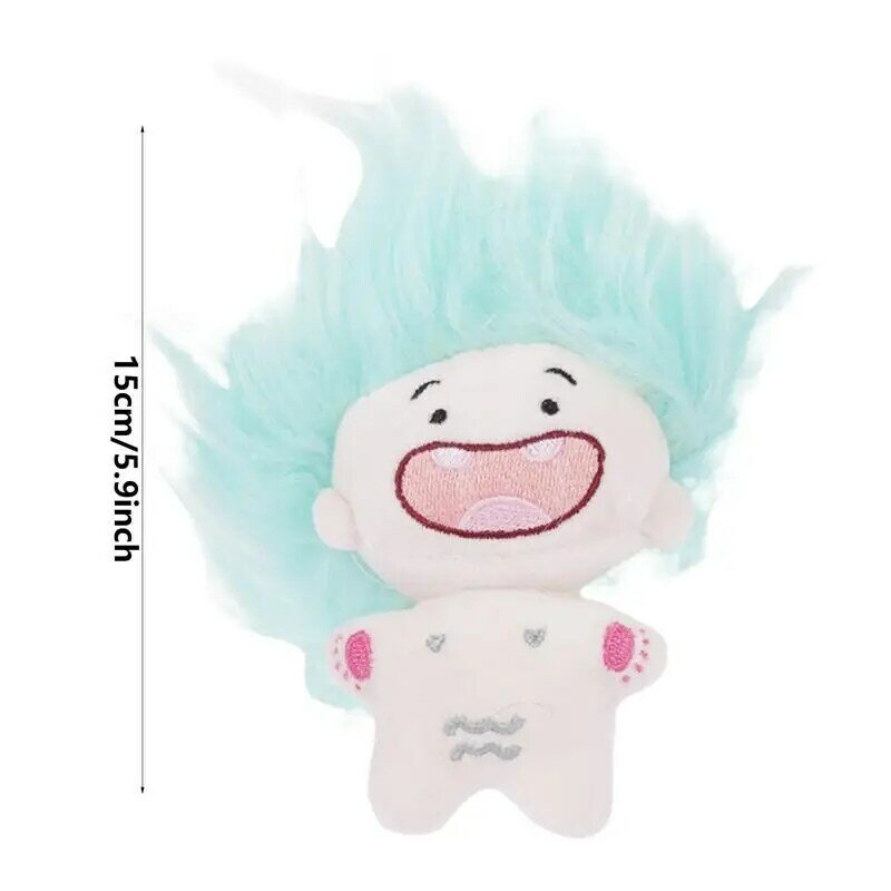 Boneka lembut tanpa gigi gaya rambut 12 rasi bintang lucu gantungan kunci boneka katun rambut goreng Mini lucu hadiah ulang tahun anak-anak kreatif