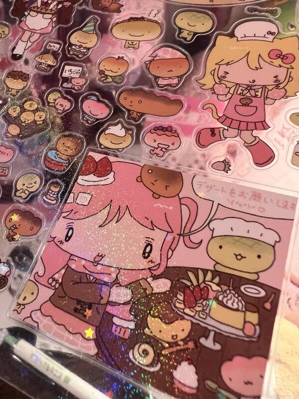 Lovely Girl Food Sticker, Etiqueta Conta Mão