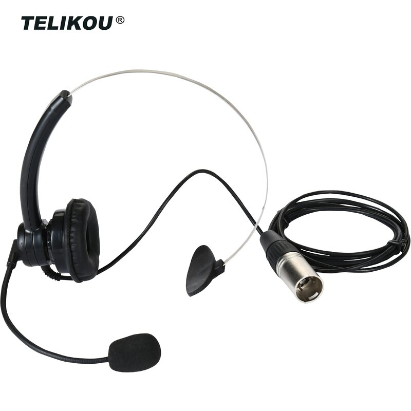 TELIKOU NE-11 | Super Light Single Ear Headset Male Five PIn Intercom Muff  Dynamic or Electret Microphone Clearcom Headset