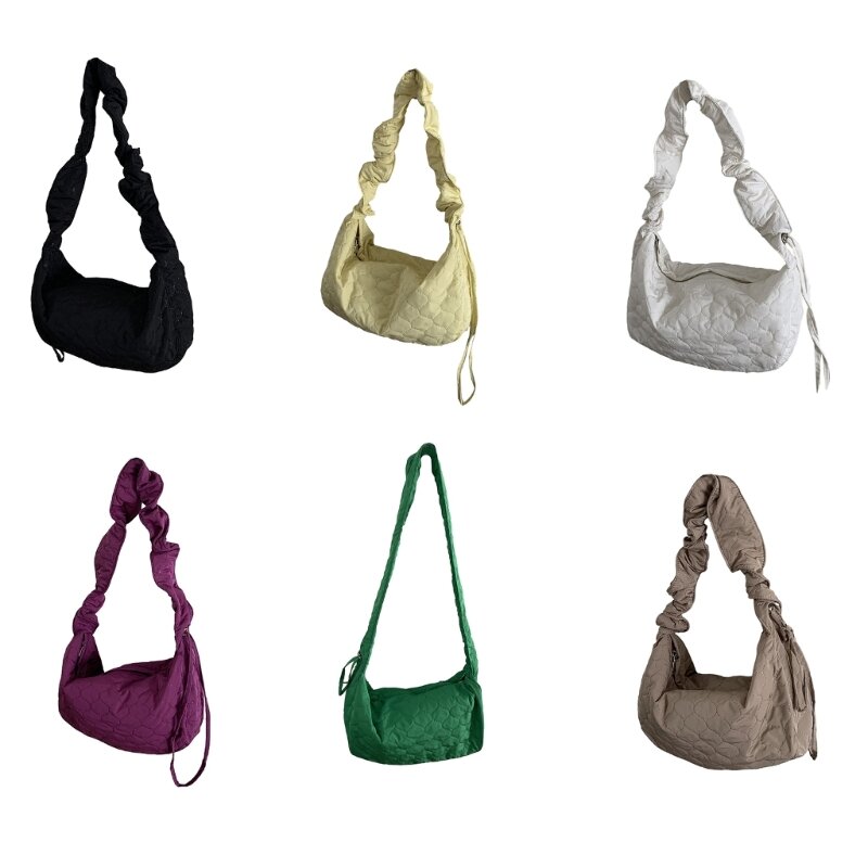 Fashion Crossbody Bag Versatile Shoulder Bags Girl Women Pleated Drawstring Bags