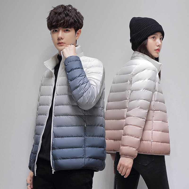Jacket Short Standing Collar Casual Sports Men and Women's Same Style Couple Jacket Warm White Duck Down