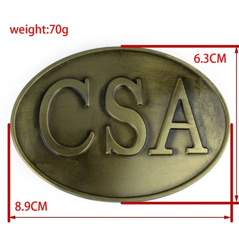 Hebilla de cinturón CSA con letras de bronce, accesorios casuales para Jeans