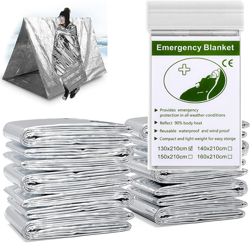 Survival Emergency Mylar Thermal Blanket Foil Space Blanket for NASA Body Warmer Outdoor First Aid Camping Gear Hiking Travel