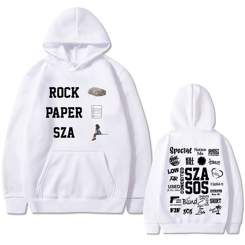 Rapper Sza Sos Rock Papier Grafische Print Heren Hiphop Vintage Oversized Sweatshirt Tops Unisex Fleece Katoenen Hoodies