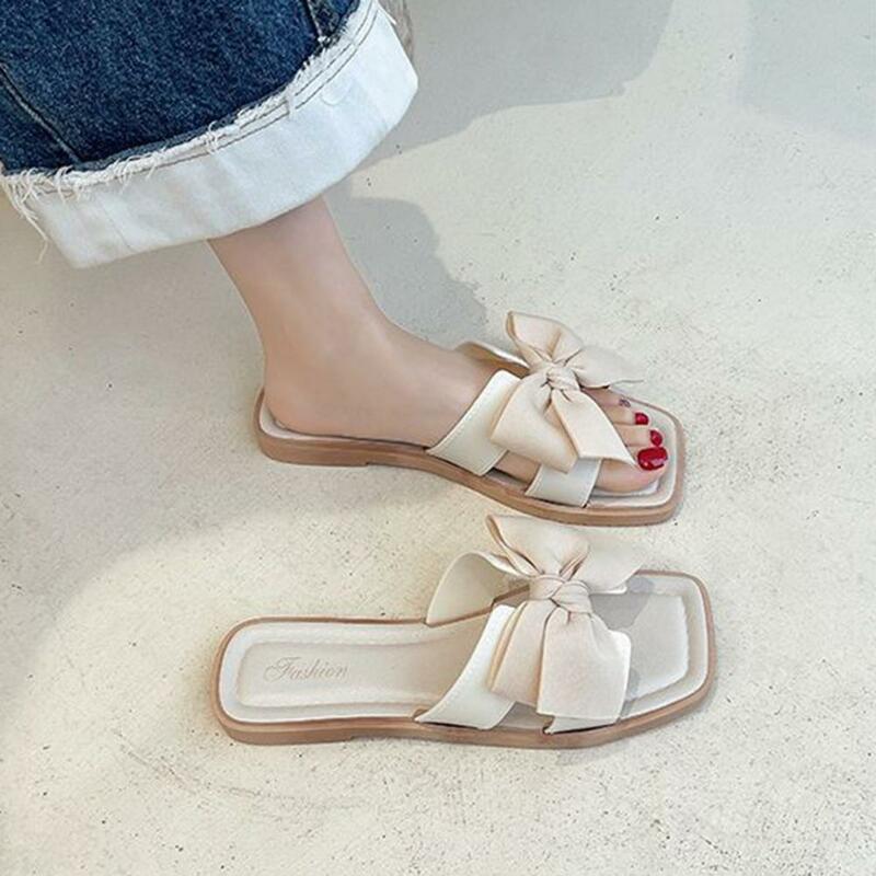 Pantofole da donna estive Bowknot sandali piatti antiscivolo scarpe da spiaggia per interni ed esterni