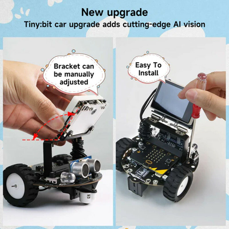 Yahboom Tiny:bit Pro AI Visual Robot Car com Módulo de Visão K210 para Microbit V2 Board Kit de Expansão