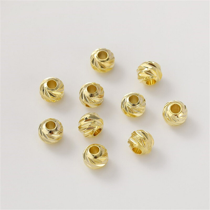 14K золотые ограненные круглые бусины раздельные свободные бриллиантовые браслеты ожерелья бисерные ювелирные материалы аксессуары