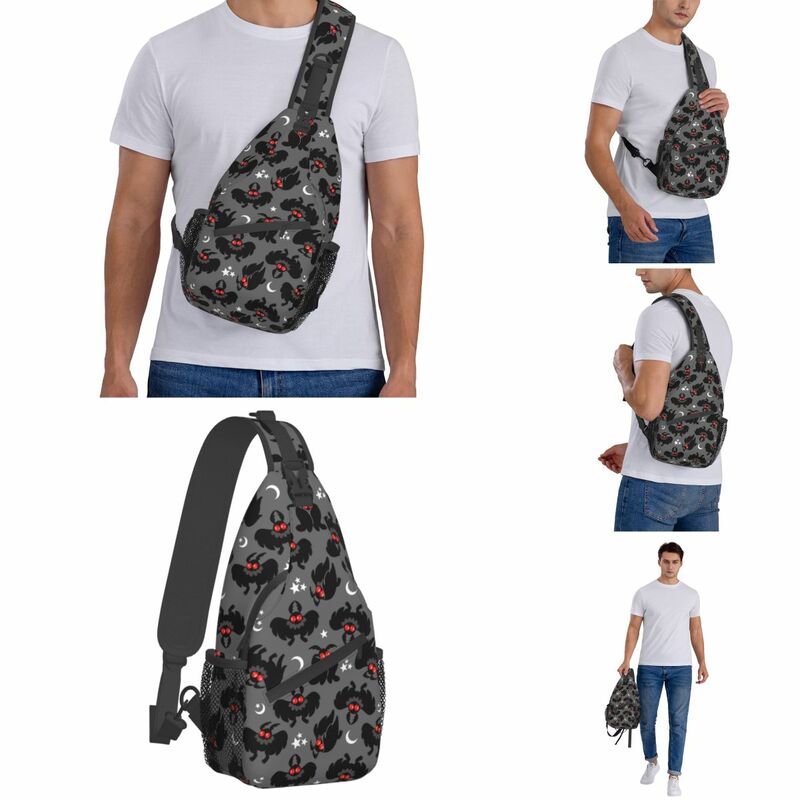 Bonito Cryptids Mothman Crossbody Sling Bag Impresso Peito Bag dos desenhos animados Ombro Mochila Mochila para Caminhadas Travel Sports Bag