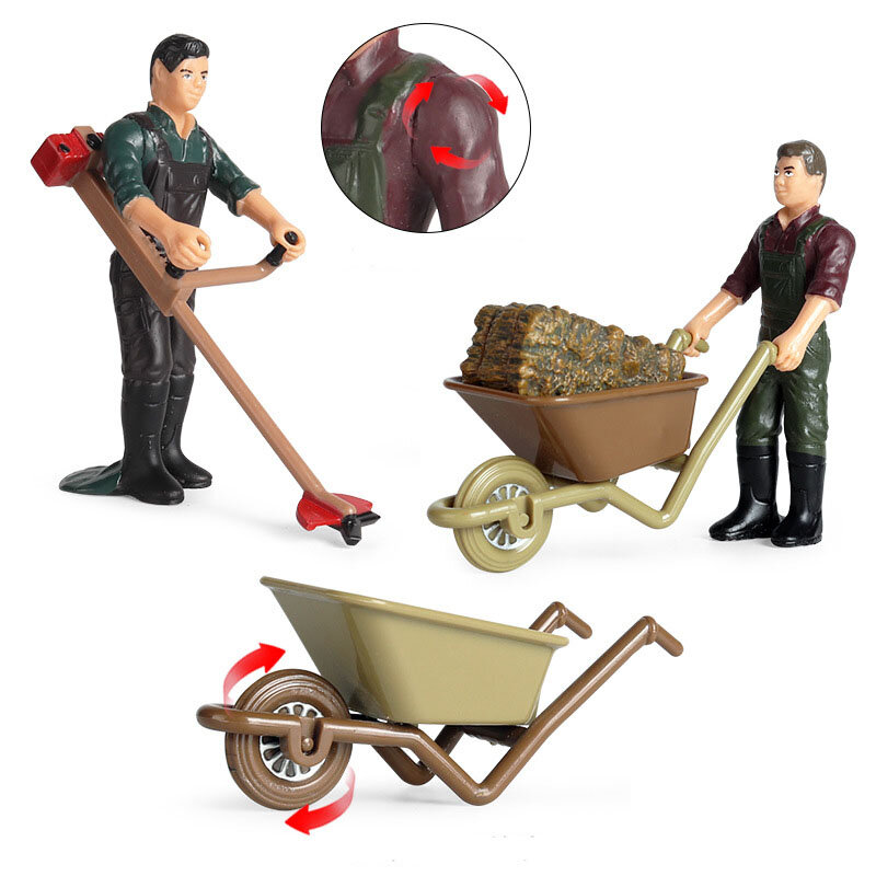 12 sztuk symulacja akcesoria rolnicze pastwisko rekwizyty figurki DIY rolnik kosiarka do trawy koszyk figurka postaci Kid edukacyjne zabawki