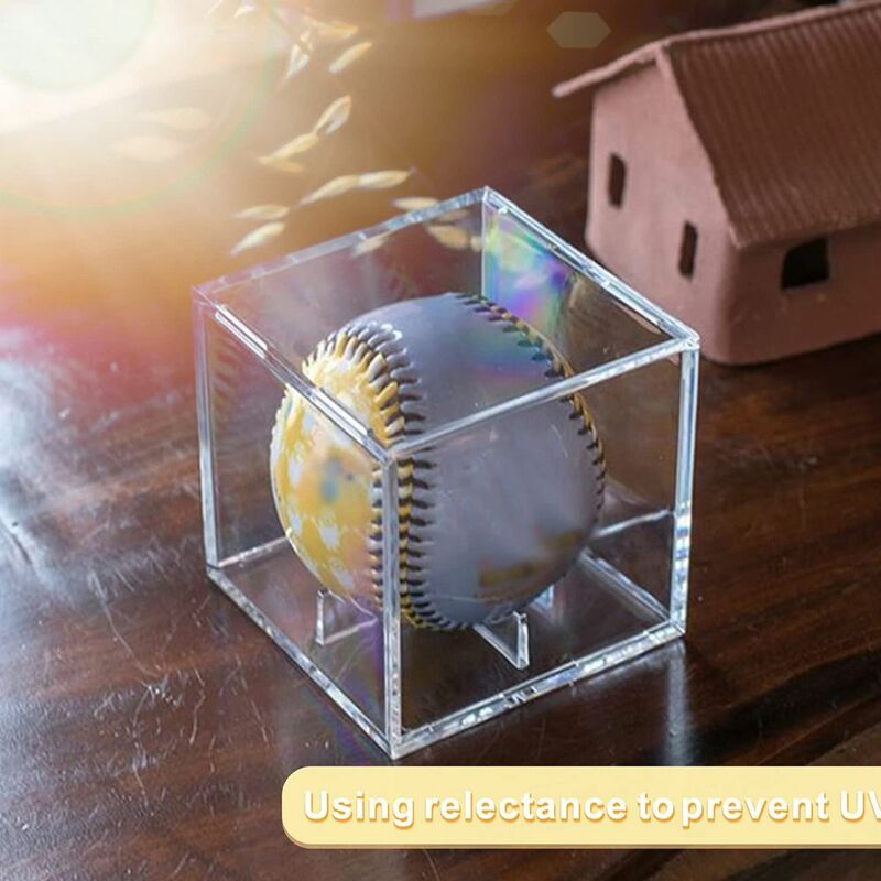 UV保護付きアクリルボールプロテクター,野球ディスプレイキューブ,透明なショーケース,野球ケース