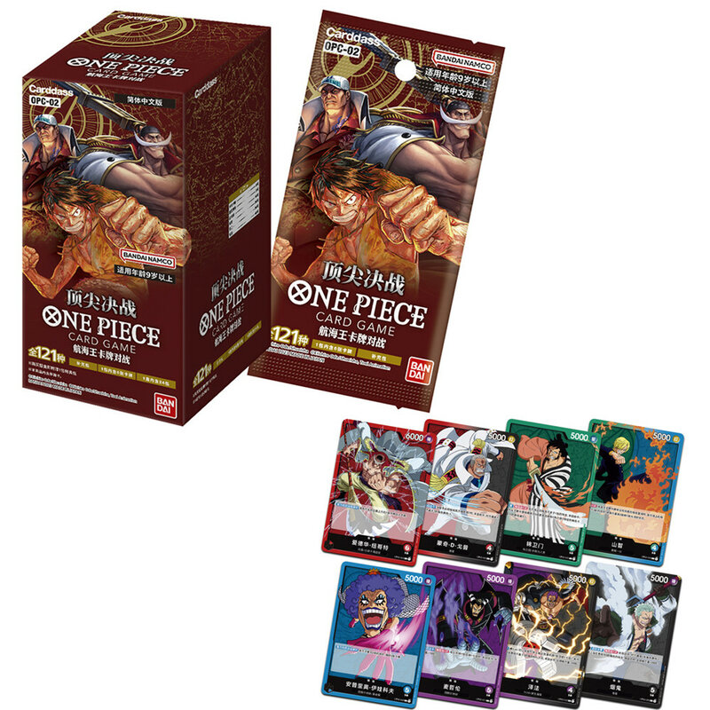 Anime TCG One Piece Trading Card Game, original, cartão chinês OPC-02, Top Battle, brinquedos de coleção infantil