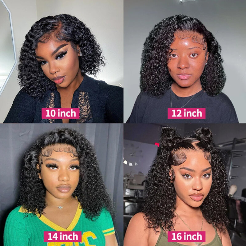 Glueless Deep Curly Frontal Wig For Women Water Wave Brazilian Short Bob Lace Closure Human Hair Wigs Pre Pluck With Baby Hair