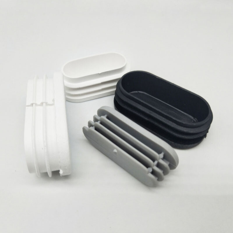 Inserção de tubo com nervuras para mesa Móveis Perna, Oval Plug End Cap, Plugue plástico preto e branco, tubulação, cadeira, quadrado, oval