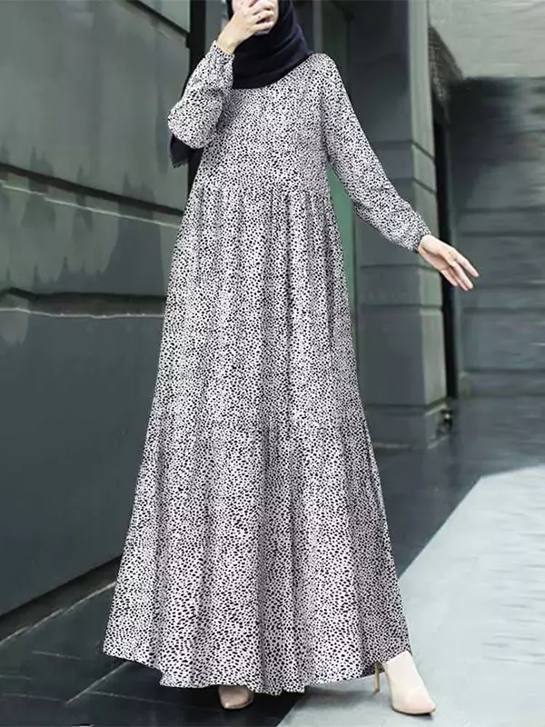 2200 72 доллара США ZANZEA богемный винтажный халат Повседневная абайя Исламская одежда осенняя женская мусульманская одежда