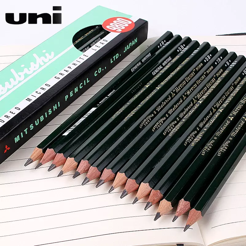 12 buah/lot pensil Jepang 9800 pensil sketsa gambar pensil hex siswa menulis kayu pensil seni perlengkapan gambar 2B