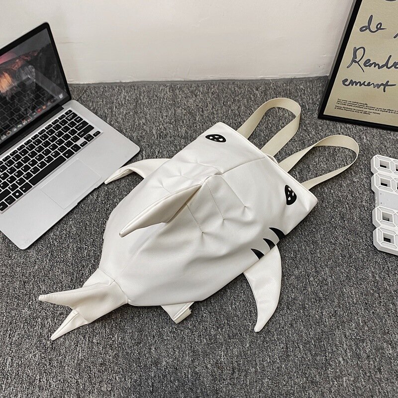 Fashion Cool Shark zaino borse a tracolla in pelle PU per donna uomo zaino studente zaino da viaggio