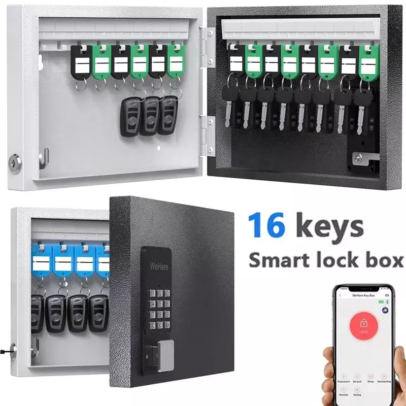 Замок для ключей WeHere с 16 кнопками, умный шкаф для хранения ключей с настенным креплением, OTP/APP Bluetooth/безопасное управление ключом с фиксированным кодом
