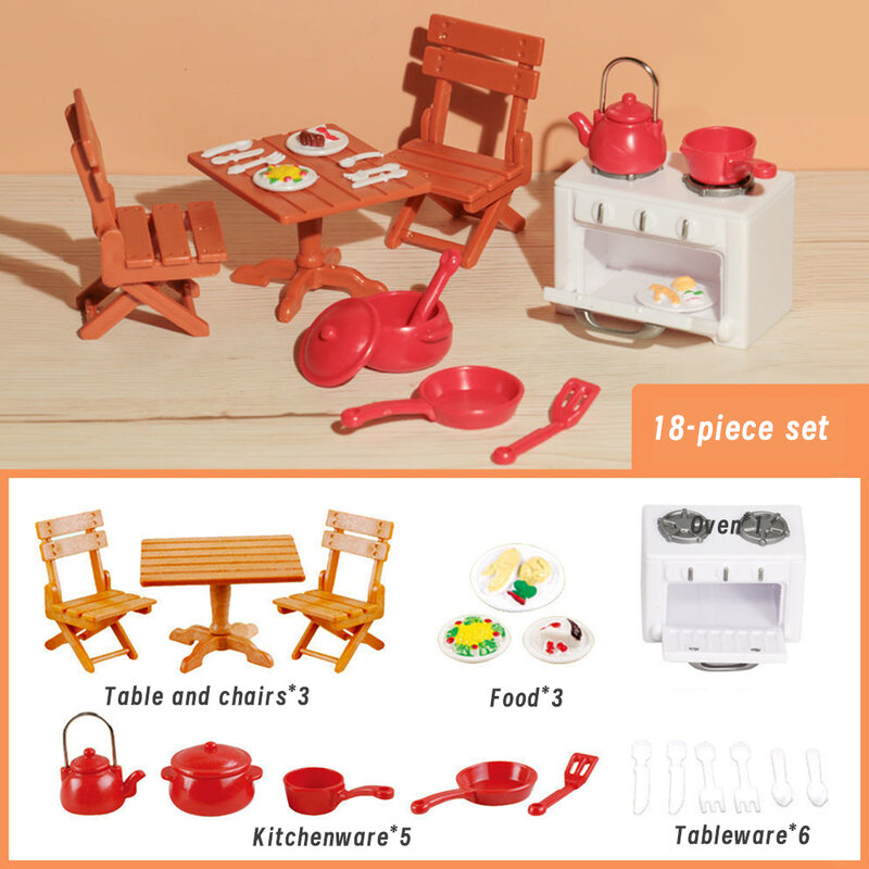 Mini Mesa de horno y sillas de picnic al aire libre para niños, accesorios de juguete, casa de muñecas, accesorios de tiro de escena familiar, 1 piezas