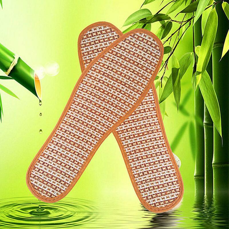 Palmilhas antibacterianas unissex, almofadas de sapatos tecidos à mão, respirável, bambu, carvão vegetal, 1 par