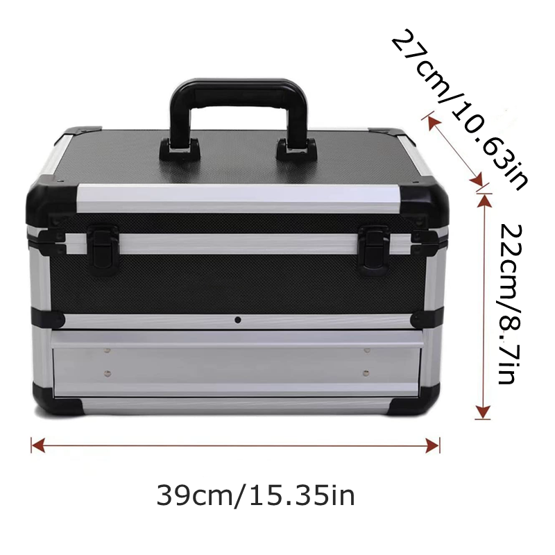 Cassetta degli attrezzi grande vuota scatola portaoggetti a 2 stadi Organizer cassetta degli attrezzi in alluminio per attrezzatura meccanica valigia cassetta degli attrezzi