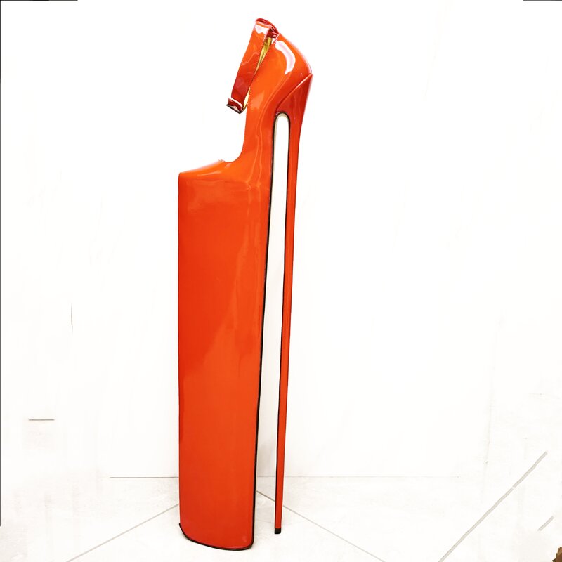 Tumit tinggi 70cm seksi kulit asli ujung runcing Stiletto tumit Platform pompa hak tinggi ukuran US 5-13