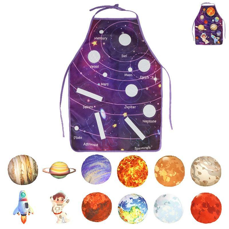어린이 태양계 앞치마, 태양계 인지 앞치마, 조기 교육 장난감 그림, 요리 베이킹 원예