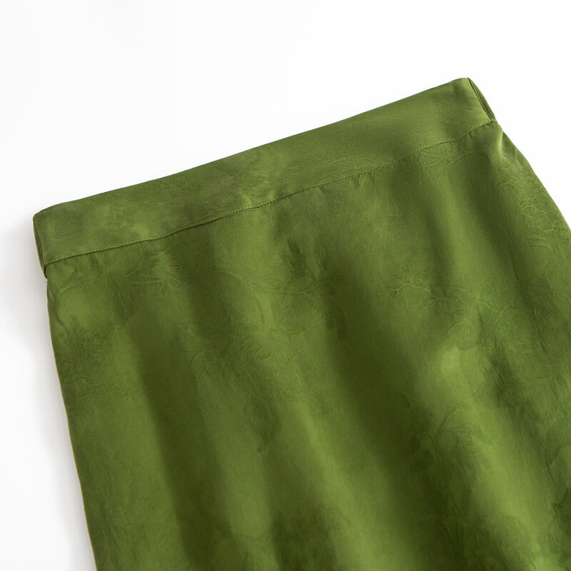 Jupe enveloppée de hanche mi-longue pour femme, fil de nuage parfumé, jacquard lourd, vert, polyvalent, été, nouveau, 45mm, 2024