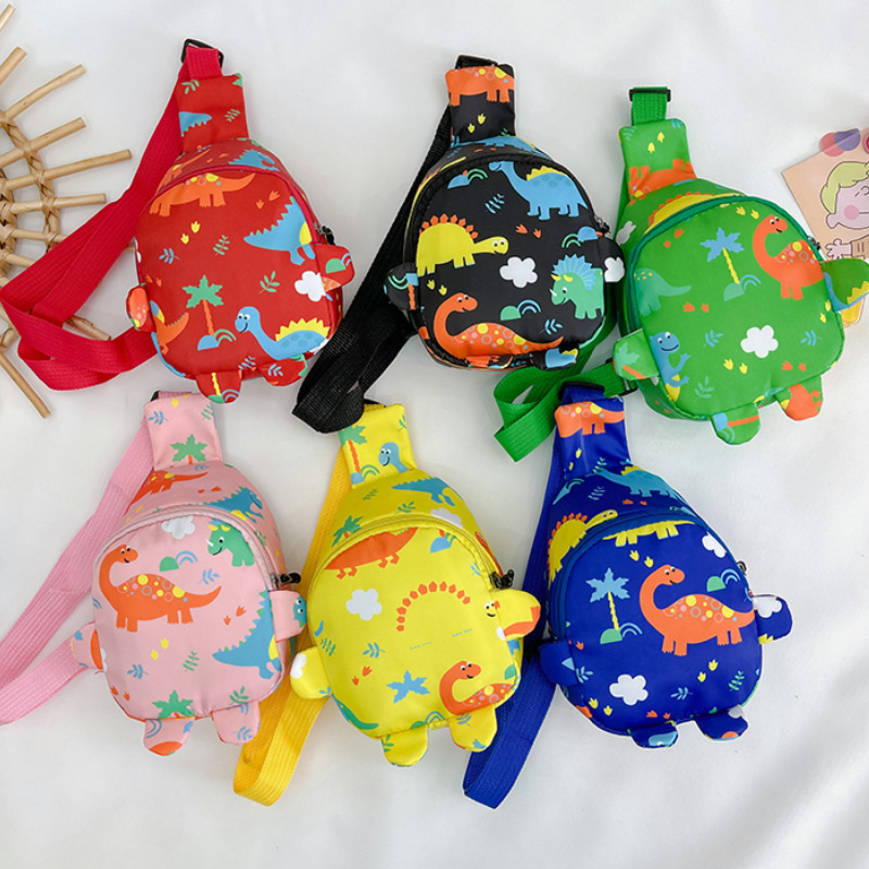 Children's Cute Dinosaur Shoulder Bags Baby Girls Coin Purse Nylon Handbags Small Messenger Bag New Casual Boys Kids Chest Bag