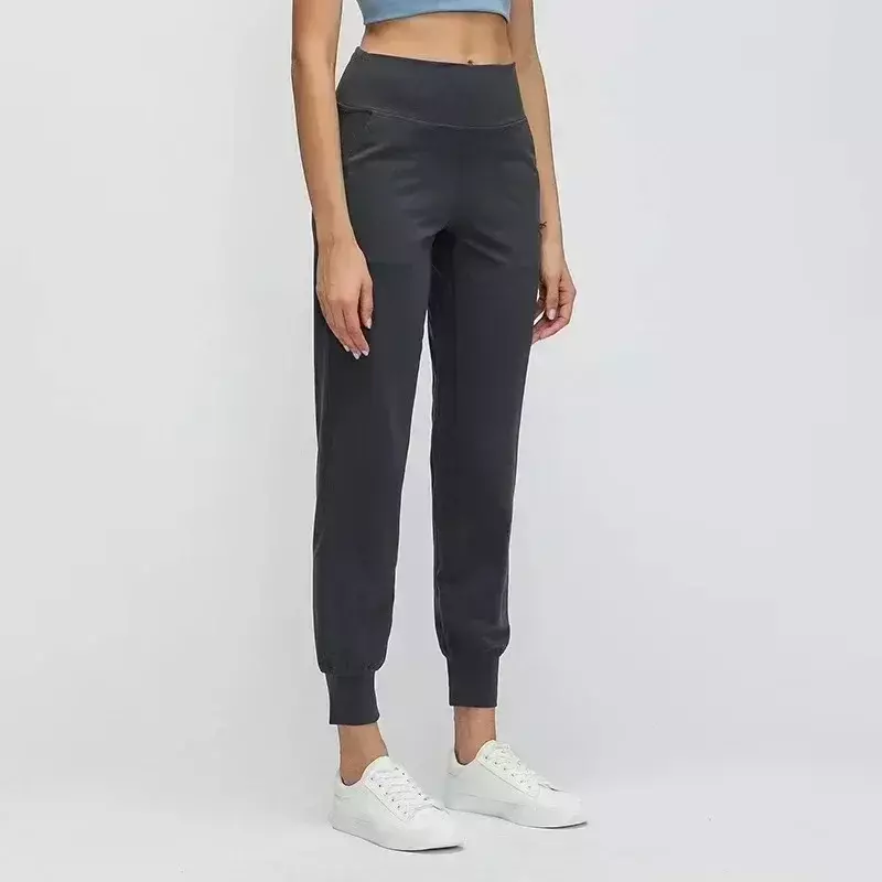Cytrynowe damskie spodnie do joggingu z wysokim stanem, elastyczne sportowe spodnie do joggingu zaprojektowane na ruchu spodnie do biegania na świeżym powietrzu
