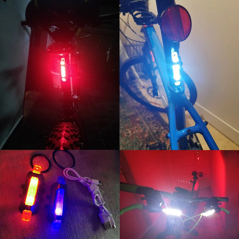 Lampu LED belakang sepeda gunung tahan air, lampu ekor sepeda peringatan USB dapat diisi ulang untuk skuter listrik
