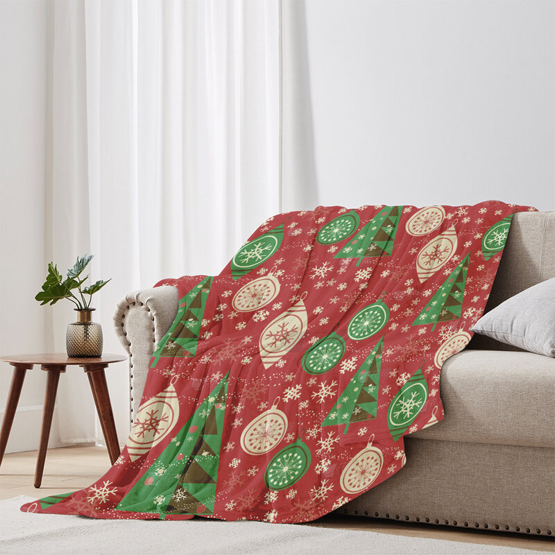 Рождественское фланелевое одеяло, рождественское шерстяное одеяло с красными снежинками | Мягкое, плюшевое, теплое зимнее одеяло