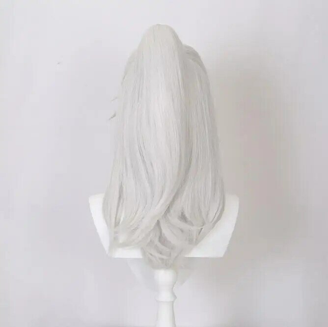 Парик для косплея Цзинь Юань, синтетический парик из волокна, для игр Honkai, с длинными волосами, серебристо-серый хвост
