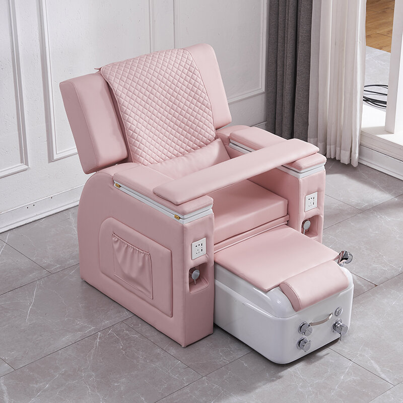 Diskon besar kursi Salon merah muda Led, kursi manikur berbaring kaki mewah kursi Spa dengan pijat