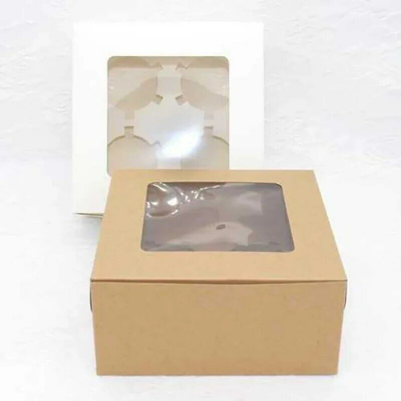 Kunden spezifisches Produkt kunden spezifischer Druck Logo Box Papier biologisch abbaubare Dessert Box Gebäck Box Papier Kuchen Verpackung mit Griff und
