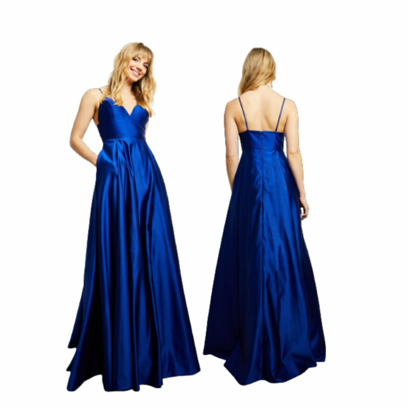 エレガントなVネックサテンのイブニングドレス,新しいコレクション,sh-053, 2024