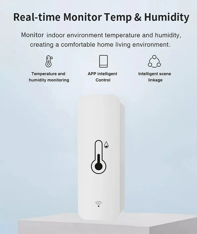 Умный Wi-Fi датчик температуры и влажности Tuya, беспроводной гигрометр-термометр для помещений с поддержкой Google Assistant