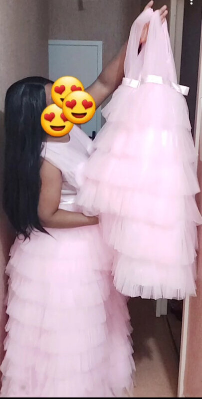 Vestido de tule inchado combinando para mãe e filha, vestido concurso, festa de aniversário, vestido de Natal para crianças, novo