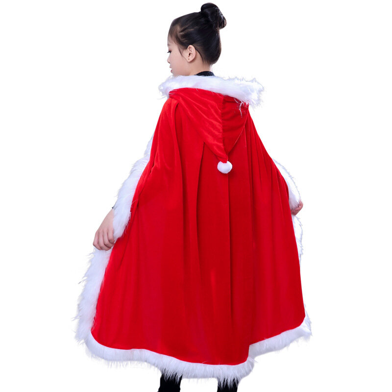 Christmas Red Tinsel Cape Cloak Cloak Men and Women Children Christmas Cape Dress Up Costume Cosplay Performance Clothing Props