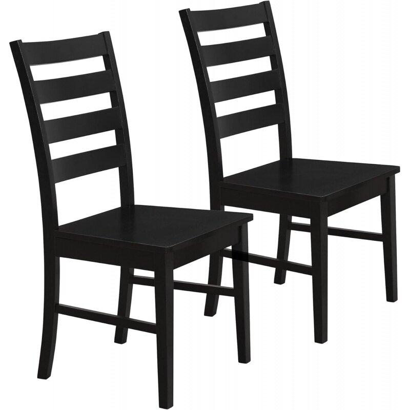 เก้าอี้ไม้สำหรับห้องรับประทานอาหารแบบไม่มีที่วางแขนสำหรับห้องครัวชุดละ2ชิ้นสีดำ