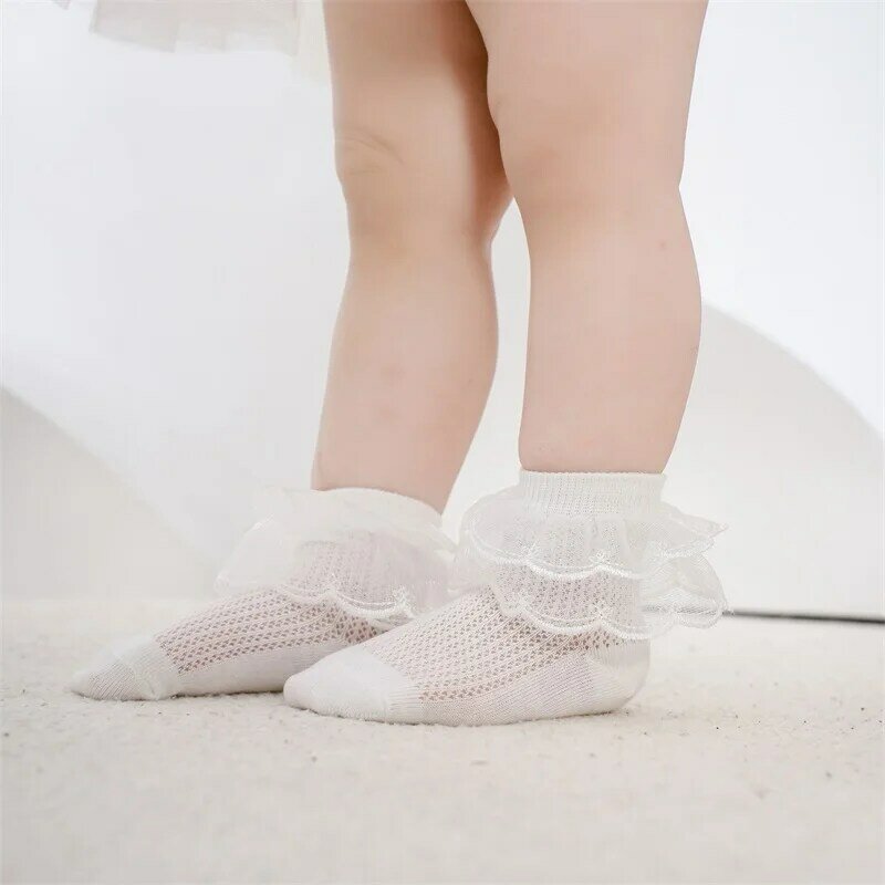 VISgogo Baby Girls Ruffle Socks Soft Mesh Frilly Socks Princess Dress Socks Toddler Ankle Socks