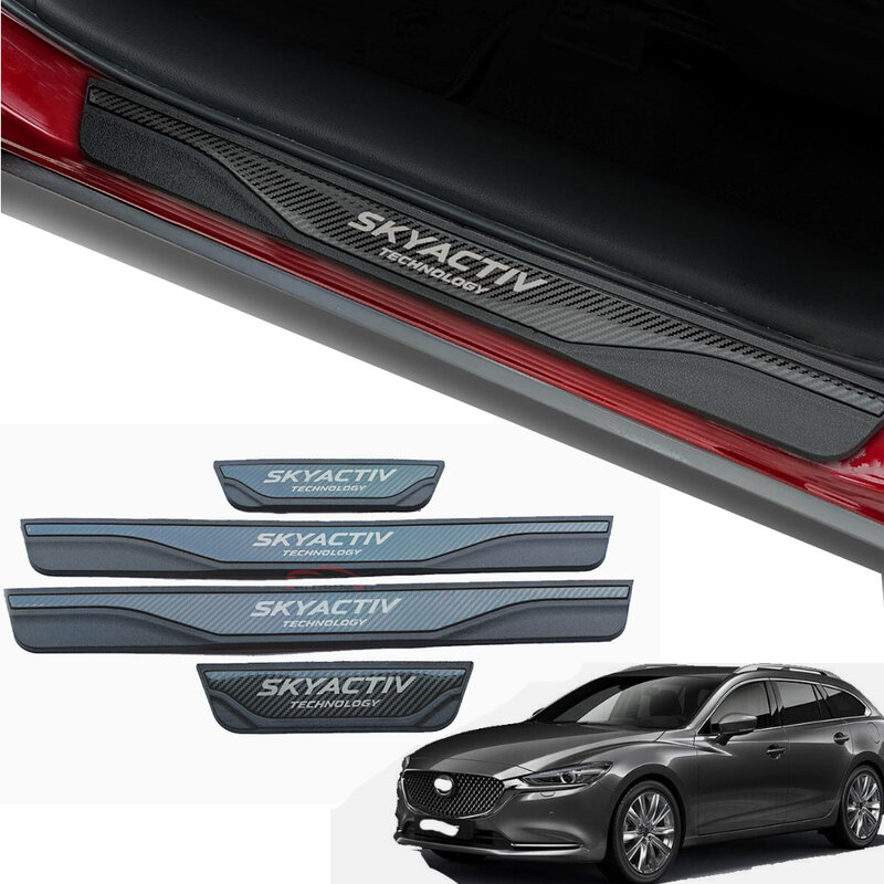 Car Door Sill Scuff Plate For Mazda 6 Protector Stickers Trim 2019 2020 2021 2022 Cover Strips Pedal Accessories 2023 2024