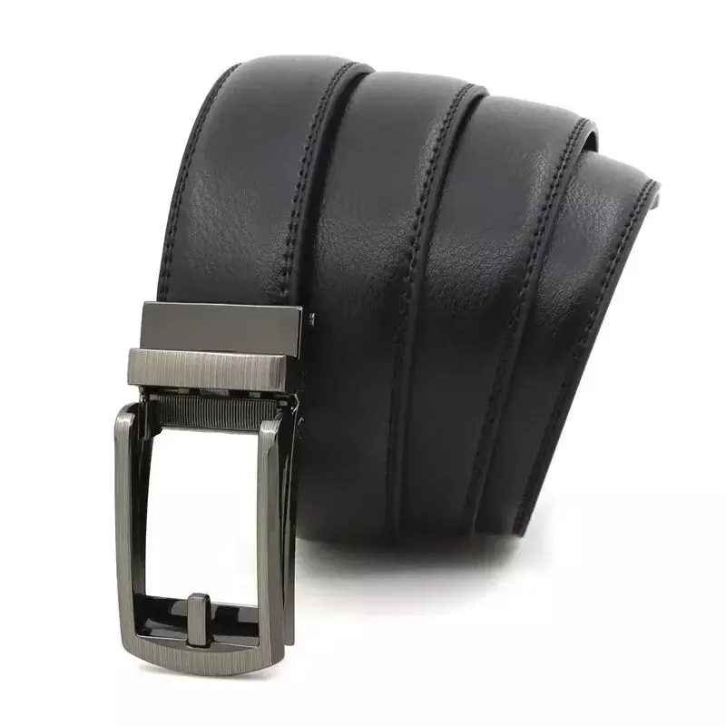 Cinturón de cuero genuino para hombre, hebilla automática de aleación de 3,5 cm, cinturón informal de negocios de cuero de vaca de dos capas, venta al por mayor